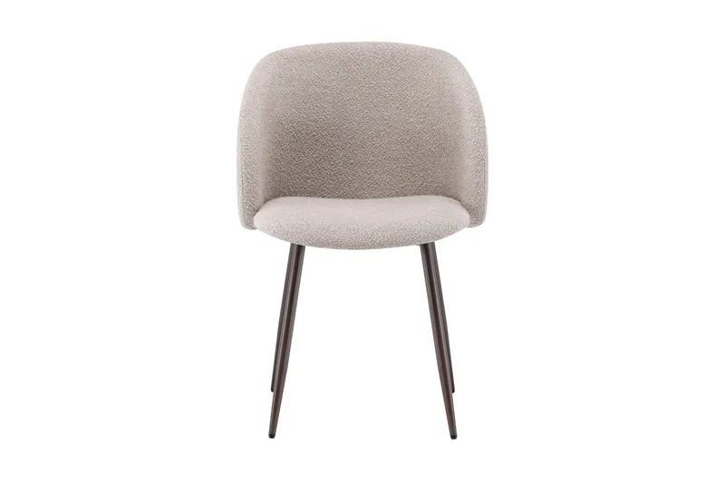 Greya Spisestol med armlener - Beige bouclé/metallben valnøtt - Møbler - Stoler & lenestoler - Spisestuestoler & kjøkkenstoler