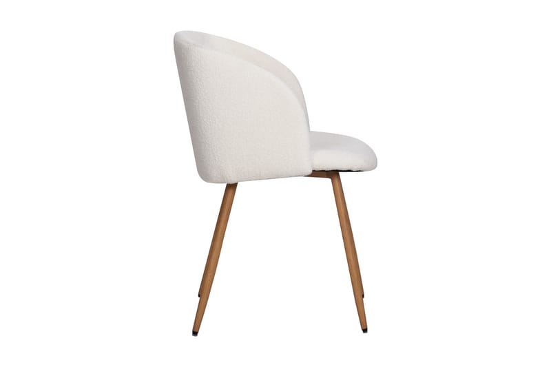 Greya Spisestol med armlener - Hvit Bouclé / Metallben Brun - Møbler - Stoler & lenestoler - Spisestuestoler & kjøkkenstoler