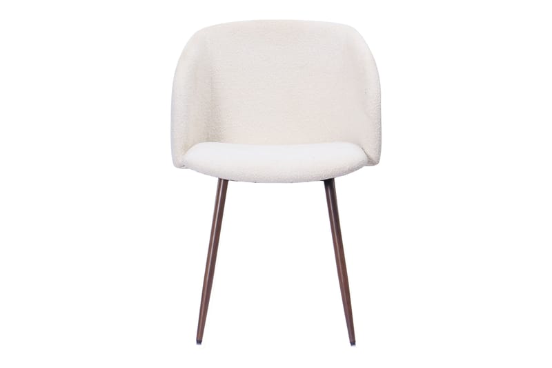 Greya Spisestol med armlener - Hvit bouclé / Metallben valnøtt - Møbler - Stoler & lenestoler - Spisestuestoler & kjøkkenstoler