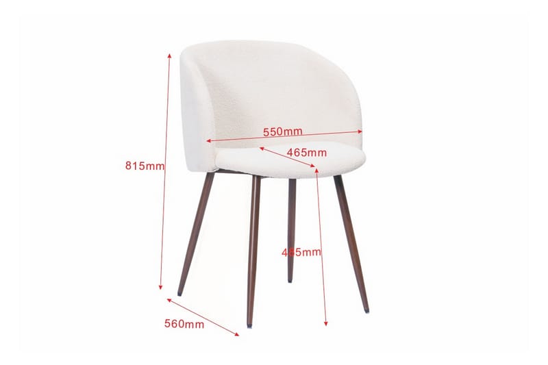 Greya Spisestol med armlener - Hvit bouclé / Metallben valnøtt - Møbler - Stoler & lenestoler - Spisestuestoler & kjøkkenstoler