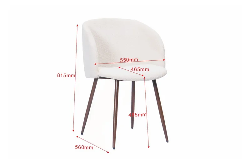 Greya Spisestol med armlener - Hvit bouclé / Metallben valnøtt - Møbler - Stoler & lenestoler - Spisestuestoler & kjøkkenstoler