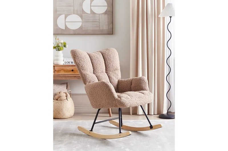 Gyngestol Oulu - Sandbeige, svart, lyst tre - Møbler - Stoler & lenestoler - Lenestoler