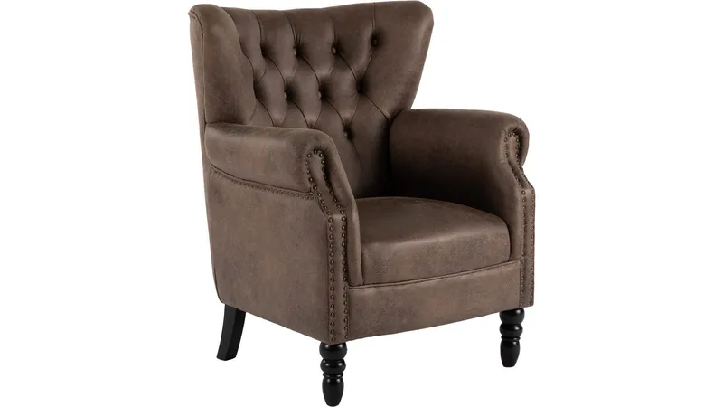 Halvion lenestol med armlener - Brun - Møbler - Stoler & lenestoler - Lenestoler - Ørelappstol