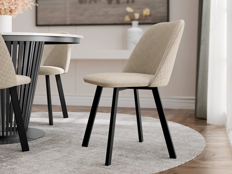 Jarlen Quiltet Spisestol - lysebeige og svart - Møbler - Stoler & lenestoler - Spisestuestoler & kjøkkenstoler