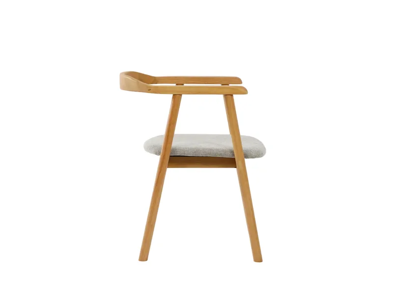 Jolie Armstol Spisestol med Avrundet Rygg i Tre med Eikeutseende - Beige - Møbler - Stoler & lenestoler - Spisestuestoler & kjøkkenstoler