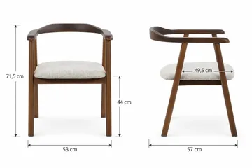 Jolie Lenestol Spisestol med Avrundet Rygg i Tre med Røkt Eikeutseende - Beige - Møbler - Stoler & lenestoler - Spisestuestoler & kjøkkenstoler