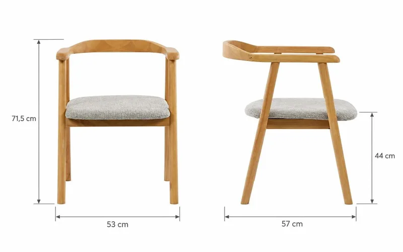 Jolie Spisestol i tre med stoffsete - Eik/Beige - Møbler - Stoler & lenestoler - Spisestuestoler & kjøkkenstoler
