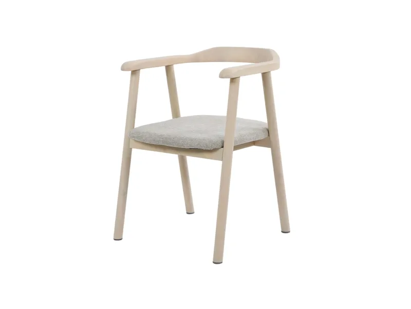 Jolie Spisestol i tre med stoffsete - Hvitlasert/Beige - Møbler - Stoler & lenestoler - Spisestuestoler & kjøkkenstoler