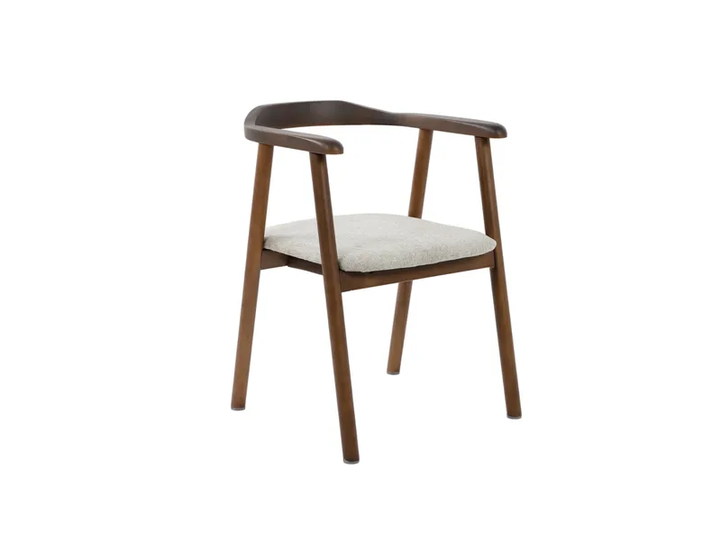 Jolie spisestol i tre med stoffsete, Røkt eik/Beige
