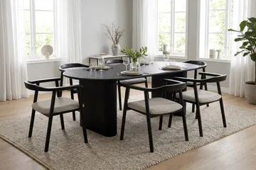 Jolie spisestol i tre med stoffsete - Svartbeiset eik - Møbler - Stoler & lenestoler - Spisestuestoler & kjøkkenstoler