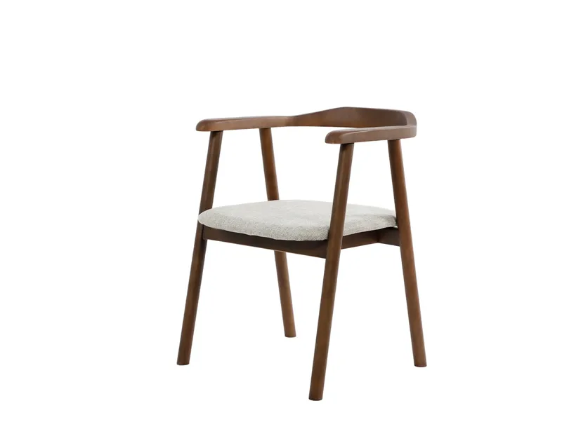 Jolie Spisestol i tre med stoffsete - Valnøtt/Beige - Møbler - Stoler & lenestoler - Spisestuestoler & kjøkkenstoler