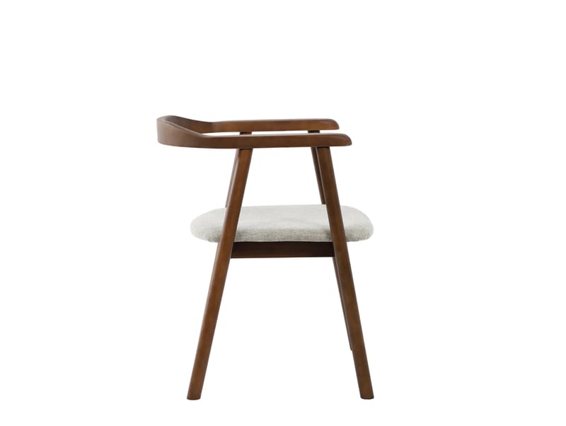 Jolie spisestol i tre med stoffsete - Valnøtt/Beige - Møbler - Stoler & lenestoler - Spisestuestoler & kjøkkenstoler