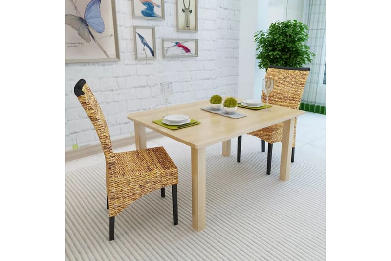 Spisestoler 2 stk abaca og heltre mango - Brun/Mangotre - Møbler - Stoler & lenestoler - Karmstoler