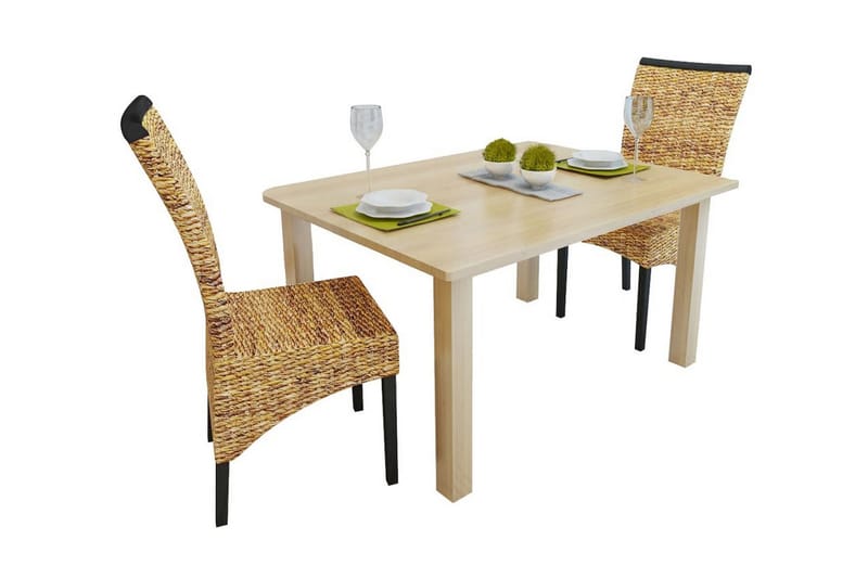 Spisestoler 2 stk abaca og heltre mango - Brun/Mangotre - Møbler - Stoler & lenestoler - Karmstoler