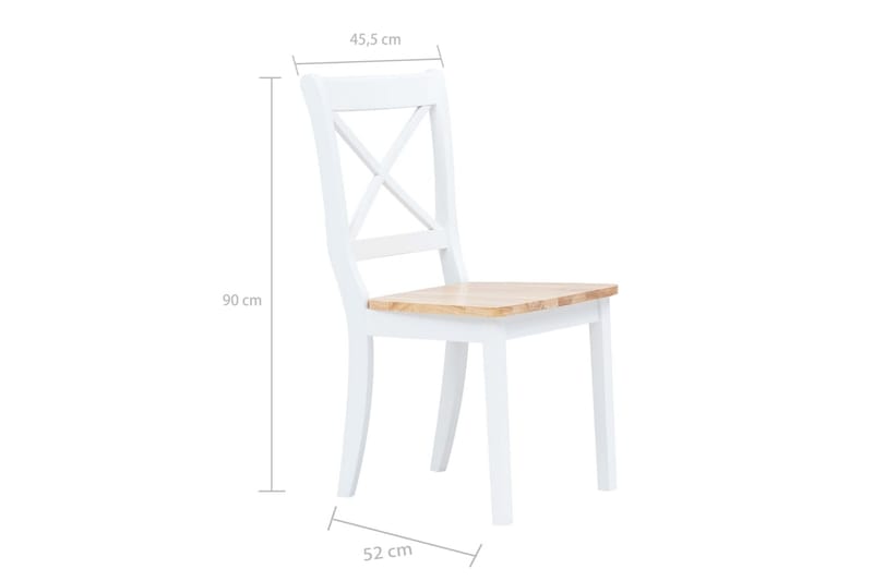 Spisestoler 2 stk hvit og lys heltre gummitre - Spisestuestoler & kjøkkenstoler - Karmstoler