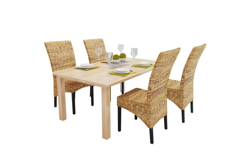 Spisestoler 4 stk abaca og heltre mango - Brun - Møbler - Stoler & lenestoler - Karmstoler