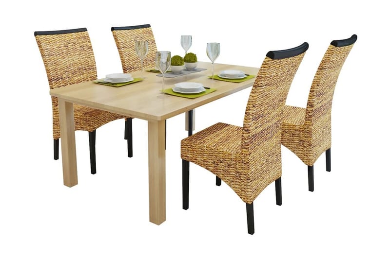 Spisestoler 4 stk abaca og heltre mango - Brun/Mangotre - Møbler - Stoler & lenestoler - Karmstoler