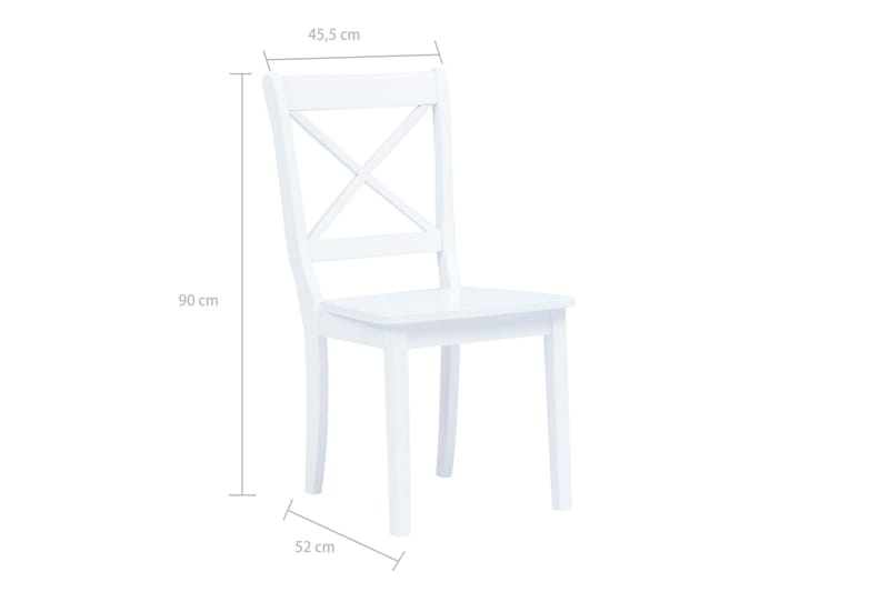 Spisestoler 4 stk hvit heltre gummitre - Spisestuestoler & kjøkkenstoler - Karmstoler