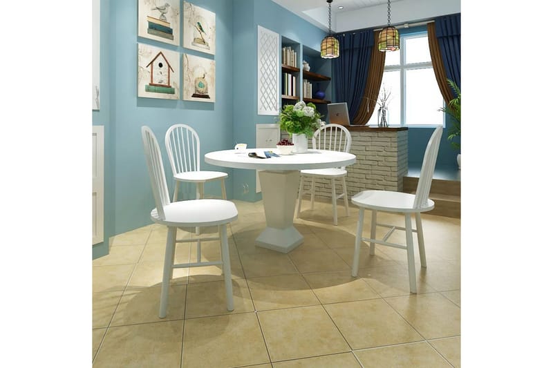 Spisestoler 4 stk hvit heltre - Hvit - Spisestuestoler & kjøkkenstoler - Karmstoler