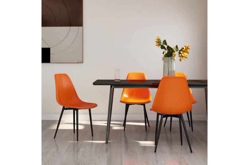 Spisestoler 4 stk oransje PP - Oransj - Spisestuestoler & kjøkkenstoler - Karmstoler