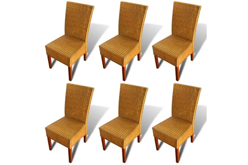 Spisestoler 6 stk brun naturell rotting - Natur/Mangotre - Møbler - Stoler & lenestoler - Karmstoler