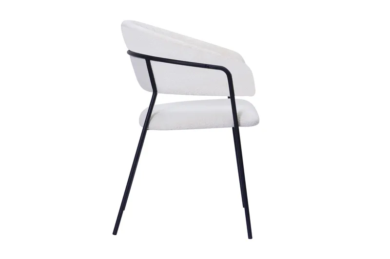 Karol Spisestol med armlener - Hvit bouclé / Metallben svart - Møbler - Stoler & lenestoler - Spisestuestoler & kjøkkenstoler