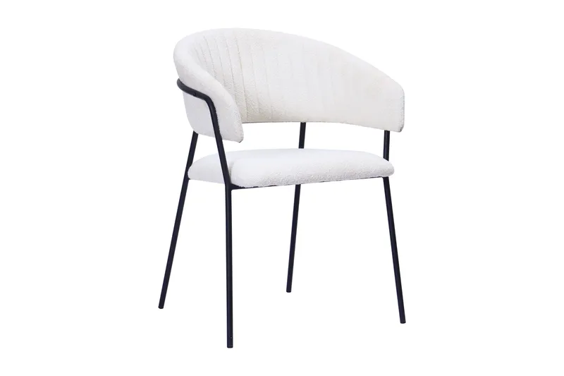 Karol Spisestol med armlener - Hvit bouclé / Metallben svart - Møbler - Stoler & lenestoler - Spisestuestoler & kjøkkenstoler