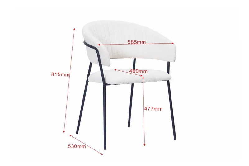 Karol Spisestol med armlener - Hvit bouclé / Metallben svart - Møbler - Stoler & lenestoler - Spisestuestoler & kjøkkenstoler