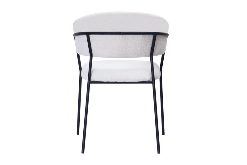 Karol Spisestol med armlener - Hvit bouclé / Metallben svart - Møbler - Stoler & lenestoler - Spisestuestoler & kjøkkenstoler