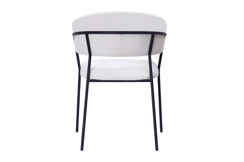 Karol Spisestol med armlener - Hvit bouclé / Metallben svart - Møbler - Stoler & lenestoler - Spisestuestoler & kjøkkenstoler