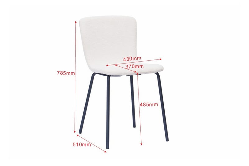 Katy Spisestol - Hvit bouclé / Metallben svart - Møbler - Stoler & lenestoler - Spisestuestoler & kjøkkenstoler