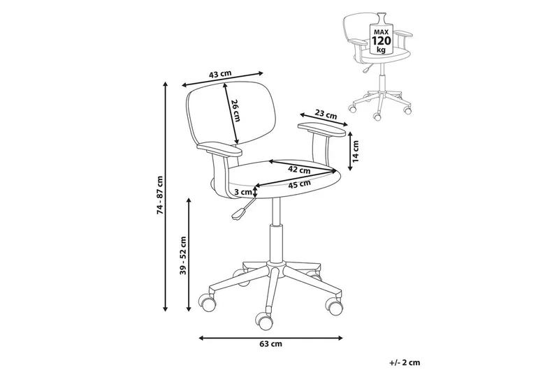 Kontorstol Gunnison - Mørkt tre, grått - Møbler - Stoler & lenestoler - Kontorstol & skrivebordsstol