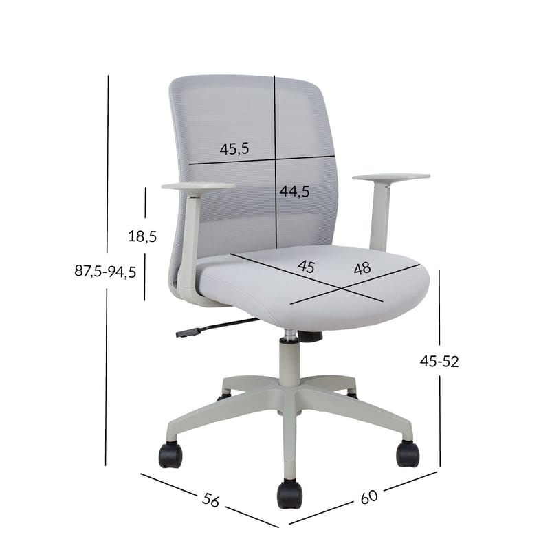 Kontorstol HOME4YOU Faro Grå - Grå - Møbler - Stoler & lenestoler - Kontorstol & skrivebordsstol