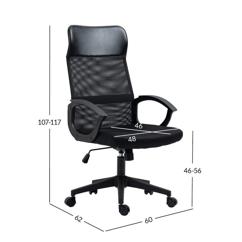 Kontorstol HOME4YOU Linus Svart - Svart - Møbler - Stoler & lenestoler - Kontorstol & skrivebordsstol