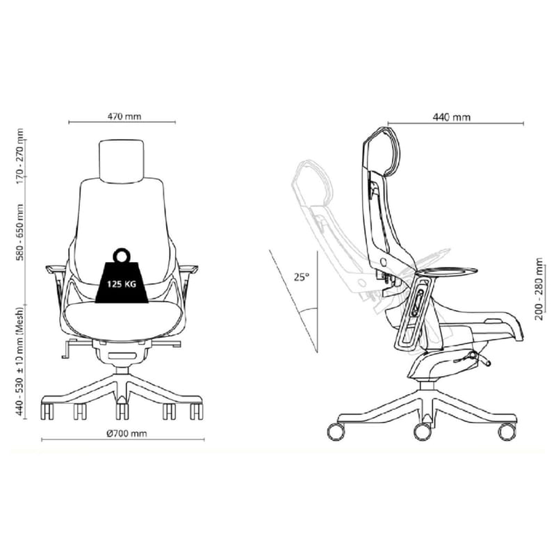 Kontorstol HOME4YOU Wau med bred ryggstøtte grå - grå - Møbler - Stoler & lenestoler - Kontorstol & skrivebordsstol