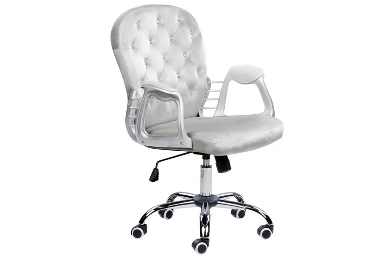 Kontorstol med krystaller Princess Grå/Sølv/Svart, Grå/Sølv/Svart