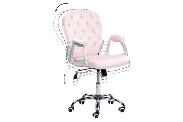 Kontorstol med krystaller Princess Pastellrosa/Sølv/Svart - Pastellrosa/Sølv/Svart - Møbler - Stoler & lenestoler - Kontorstol & skrivebordsstol