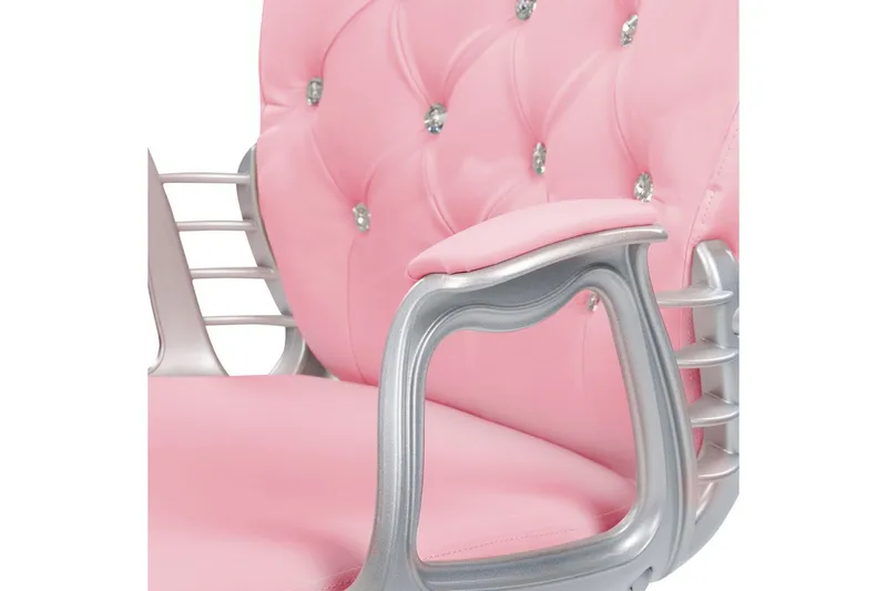 Kontorstol med krystaller Princess Rosa/svart/sølv - Rosa/svart/sølv - Møbler - Stoler & lenestoler - Kontorstol & skrivebordsstol