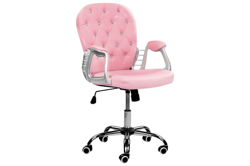 Kontorstol med krystaller Princess Rosa/svart/sølv - Rosa/svart/sølv - Møbler - Stoler & lenestoler - Kontorstol & skrivebordsstol
