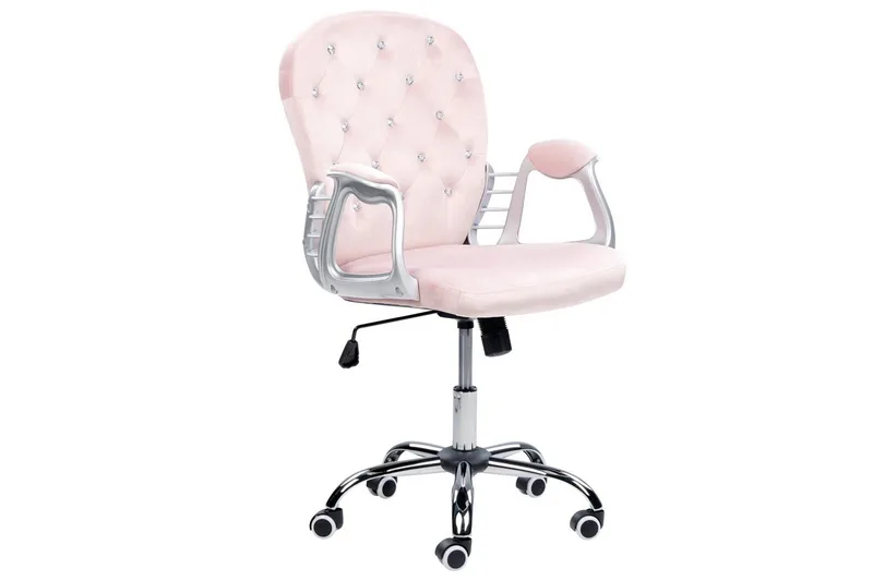 Kontorstol med krystaller Princess Pastellrosa/Sølv/Svart - Pastellrosa/Sølv/Svart - Møbler - Stoler & lenestoler - Kontorstol & skrivebordsstol