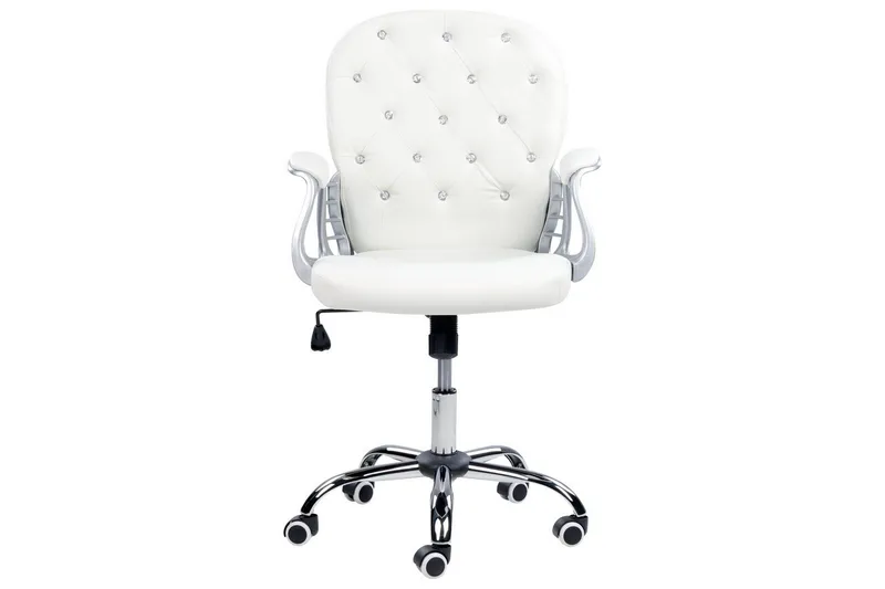 Kontorstol med krystaller Princess Hvit/Svart/Sølv - Hvit/Svart/Sølv - Møbler - Stoler & lenestoler - Kontorstol & skrivebordsstol