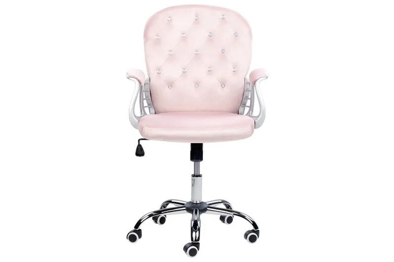 Kontorstol med krystaller Princess Pastellrosa/Sølv/Svart - Pastellrosa/Sølv/Svart - Møbler - Stoler & lenestoler - Kontorstol & skrivebordsstol