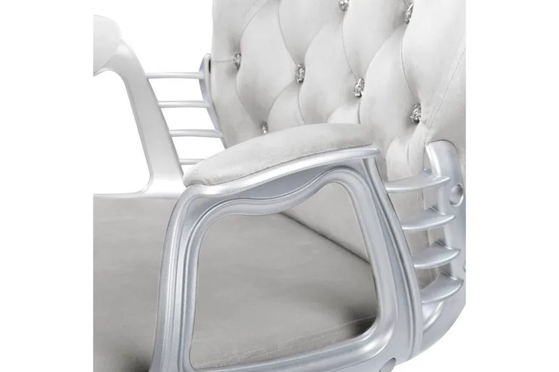 Kontorstol med krystaller Princess Grå/Sølv/Svart - Grå/Sølv/Svart - Møbler - Stoler & lenestoler - Kontorstol & skrivebordsstol