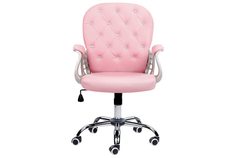 Kontorstol med krystaller Princess Rosa/svart/sølv - Rosa/svart/sølv - Møbler - Stoler & lenestoler - Kontorstol & skrivebordsstol
