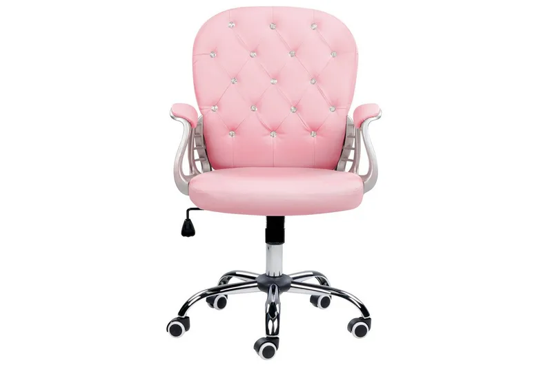 Kontorstol med krystaller Princess Rosa/svart/sølv - Rosa/svart/sølv - Møbler - Stoler & lenestoler - Kontorstol & skrivebordsstol