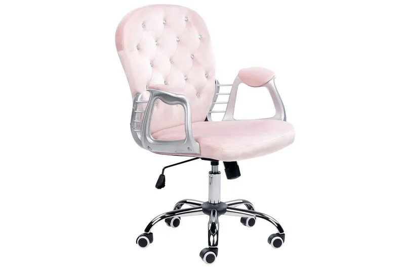 Kontorstol med krystaller Princess Pastellrosa/Sølv/Svart - Pastellrosa/Sølv/Svart - Møbler - Stoler & lenestoler - Kontorstol & skrivebordsstol