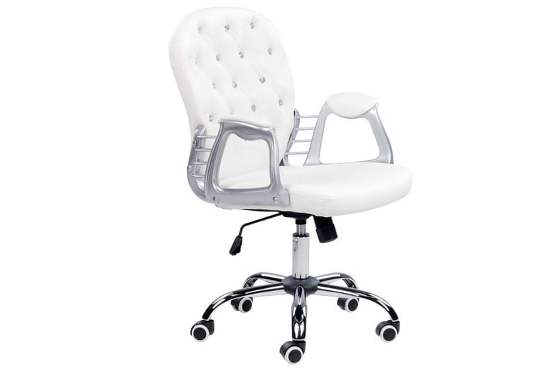 Kontorstol med krystaller Princess Hvit/Svart/Sølv, Hvit/Svart/Sølv