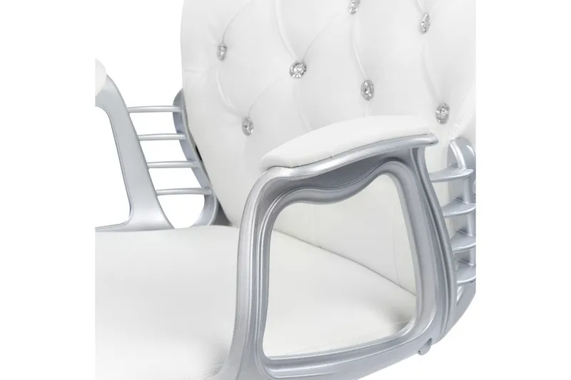 Kontorstol med krystaller Princess Hvit/Svart/Sølv - Hvit/Svart/Sølv - Møbler - Stoler & lenestoler - Kontorstol & skrivebordsstol