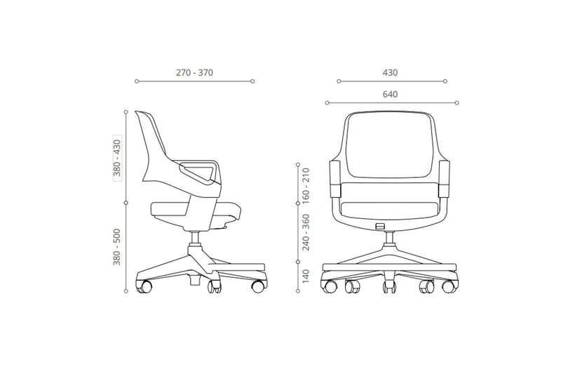 Barnestol ROOKEE i 4-14 år 64x64xH76-93 blå / hvit - Møbler - Barnemøbler - Barnestol - Skrivebordstol barn