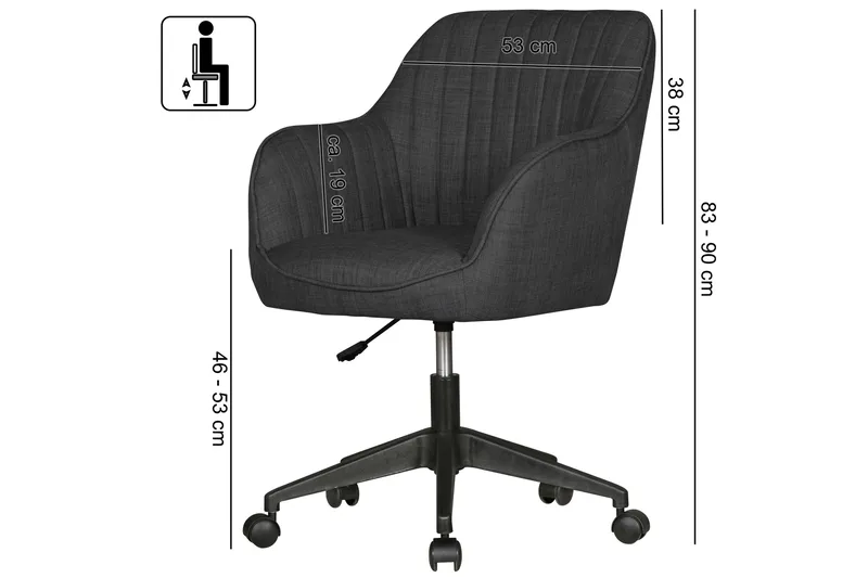 Daquavious Kontorstol - Svart - Møbler - Stoler & lenestoler - Kontorstol & skrivebordsstol